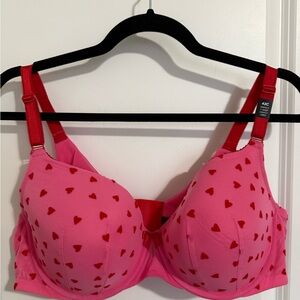 Torrid Pink Bra with Red Heart Design